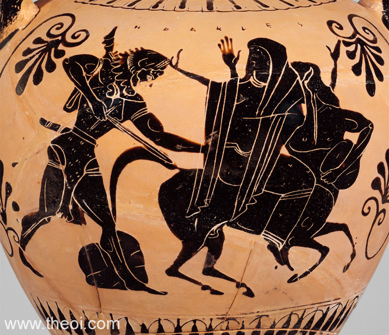 Heracles, Nessus & Deianira | Attic black figure vase painting