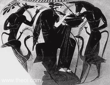 Circe & Odysseus' Men | Attic black figure vase painting